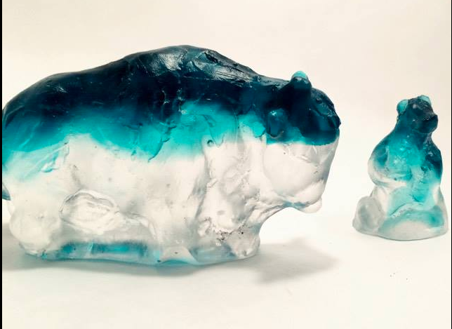 Bison and Bear Sculptures